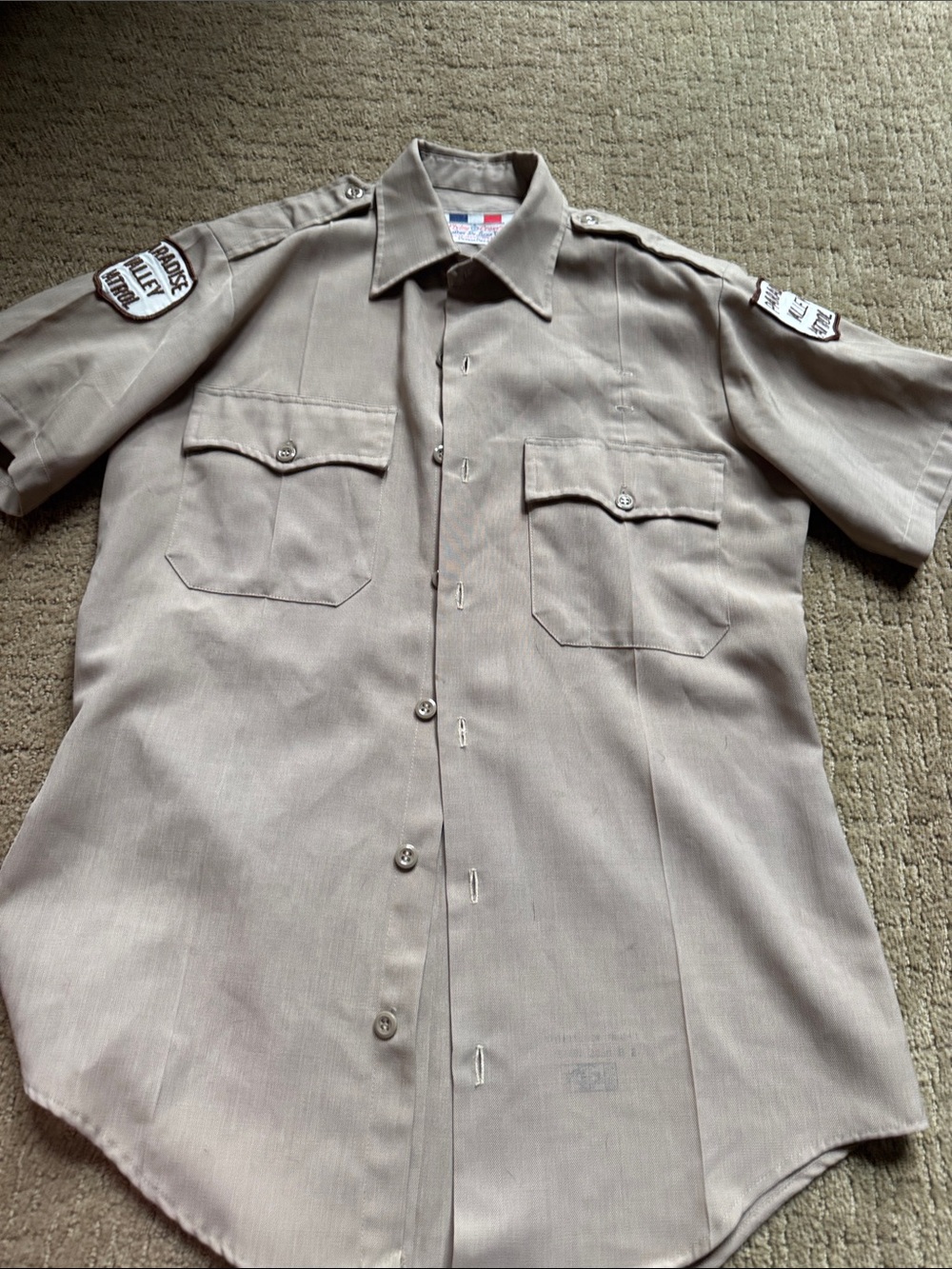 Vintage Tan Short Sleeve Button-Down Casual Shirt